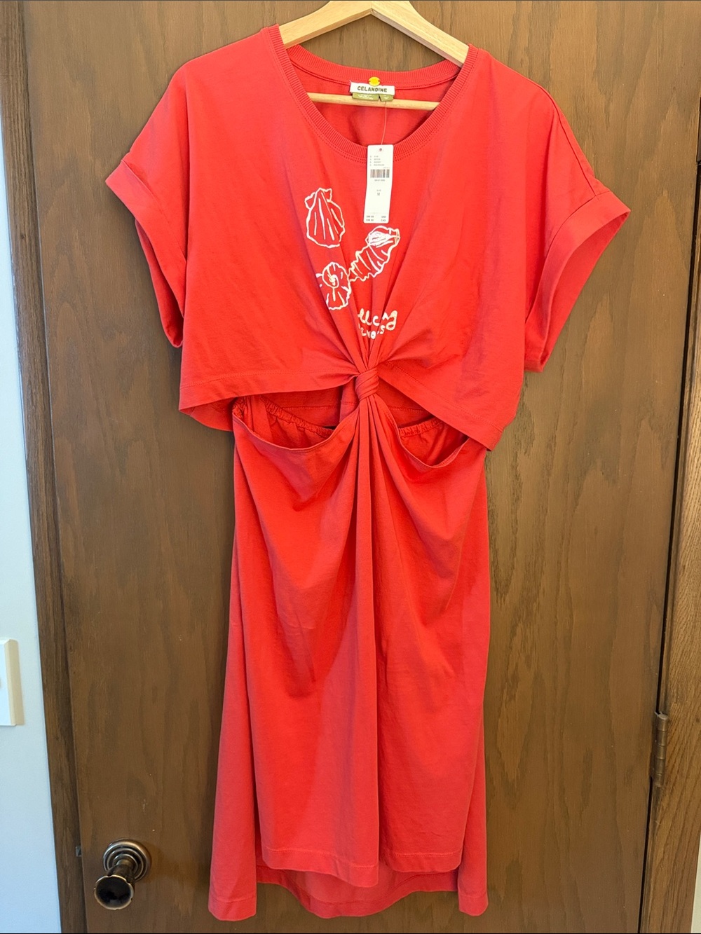 Anthropologie Celandine Red Knot-Front Cutout Dress Medium